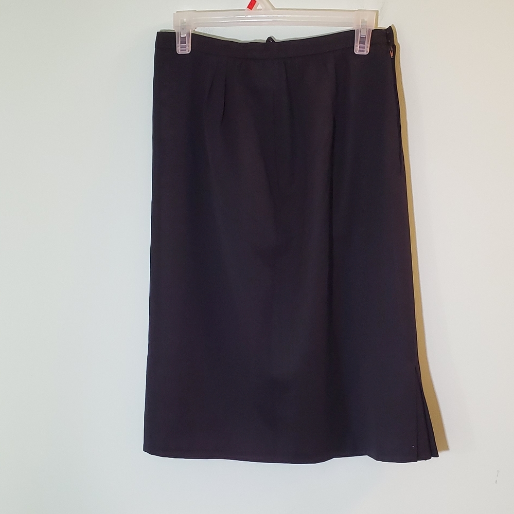 VINTAGE Valentino Boutique 80's Designer Chic Black Tailored Classic Midi Skirt